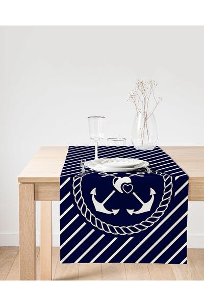 Realhomes Ψηφιακή τυπωμένη ειδική σχεδίαση Suede Runner με μοτίβο άγκυρας σε πολύχρωμο φόντο