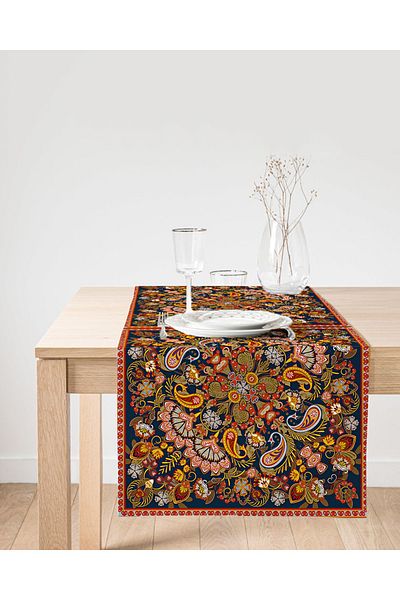 Realhomes Ψηφιακό τυπωμένο Suede Runner με καφέ Ethnic Motif