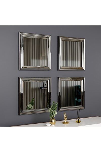 MONEayna 4'lü Gümüş Çerçeveli Dekoratif Salon Dresuar Aynası O200t