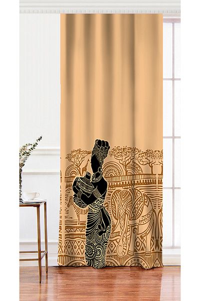 Realhomes Single Wing Ethnic Pattern Backdrop African Women's Motif Digital Printed Background Curtain