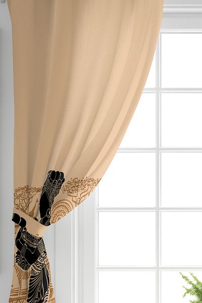Realhomes Single Wing Ethnic Pattern Backdrop African Women's Motif Digital Printed Background Curtain