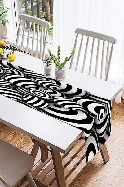 Realhomes Ασπρόμαυρο 3D Spheres Digital Printed Suede Runner