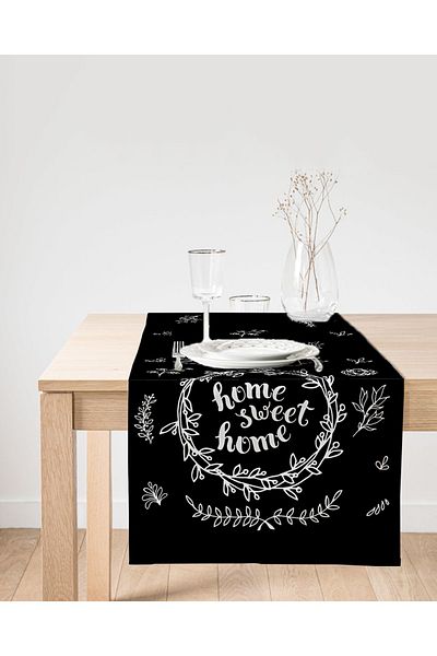 Realhomes Alergăr decorativ din piele de căprioară cu imprimare digitală Home Sweet Home