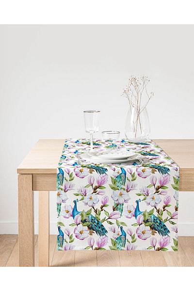 Realhomes Alerg decorativ din piele intoarsa cu Motiv Paun si Flori