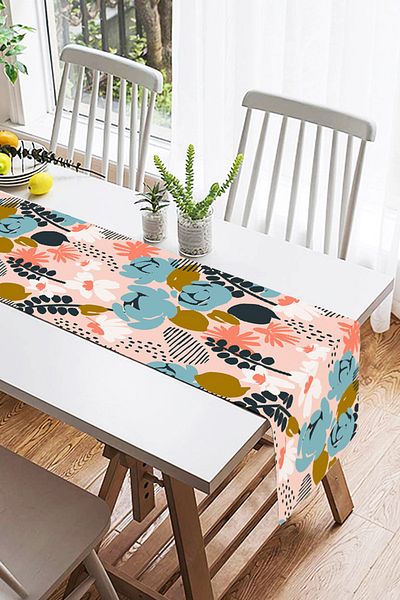 Realhomes Ψηφιακή τυπωμένη ειδική σχεδίαση Suede Runner με μοτίβο φύλλων Onedraw με σκηνικό σε σκόνη