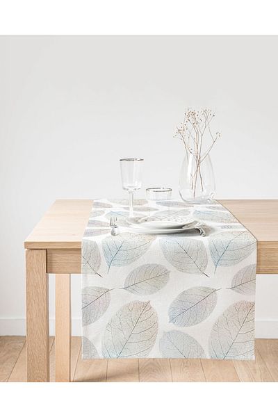 Realhomes Λευκό Ψηφιακό Εκτυπωμένο Διακοσμητικό Suede Runner