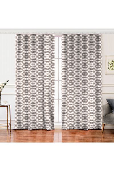 Realhomes Double Wing Special Design Mink Ikat Patterned Digital Printed Background Curtain