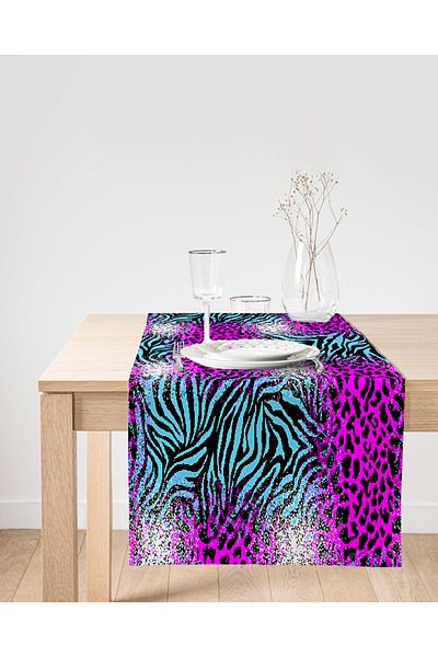 Realhomes Alergăr colorat din piele de căprioară cu model digital imprimat cu leopard