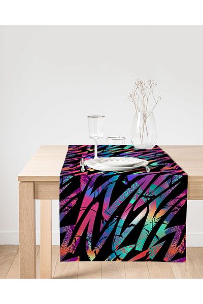 Realhomes Alerg decorativ din piele intoarsa cu model neon in zigzag pe fundal negru
