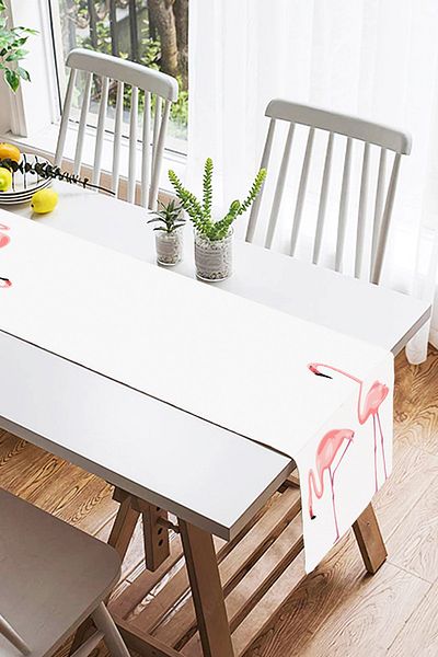 Realhomes Ροζ Φλαμίνγκο με μοτίβο ψηφιακής εκτύπωσης Suede Runner