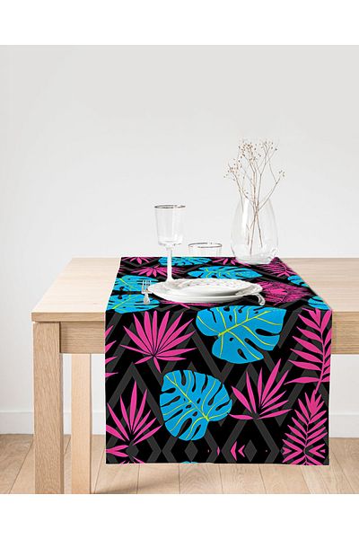 Realhomes Alerg modern din piele intoarsa cu model de crin roz albastru pe fundal negru