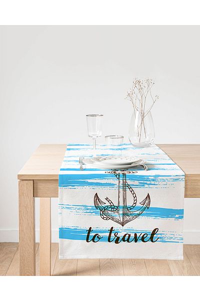 Realhomes Time To Travel Sailor Patterned Modern Suede Runner