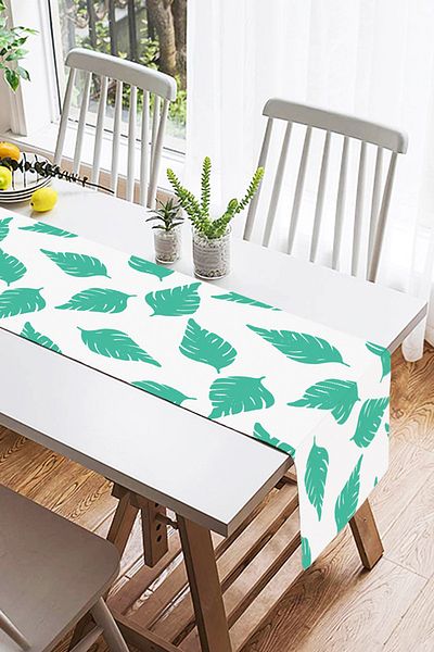 Realhomes Aleer decorativ din piele intoarsa cu tematica alba, verde menta