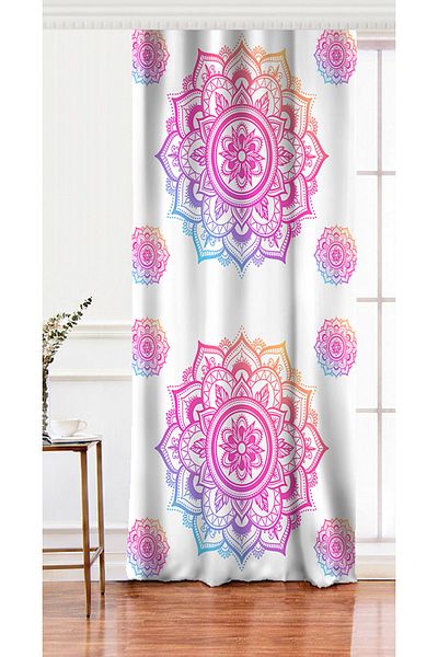 Realhomes Roz albastru Mandala cu model special Design imprimat digital Fundal perdea pe fundal alb cu o singură aripă