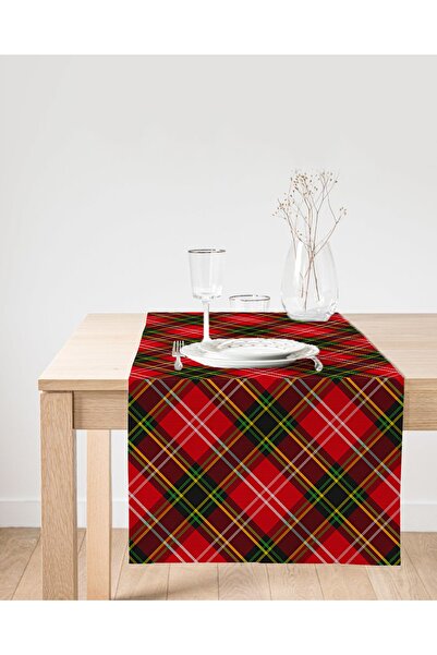 Realhomes Crni dekorativni trkač od antilopa sa kariranim uzorkom na crvenom ...