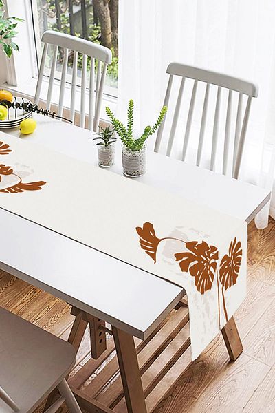 Realhomes Suede Runner με μοτίβο φύλλων φοίνικα σε γκρι φόντο