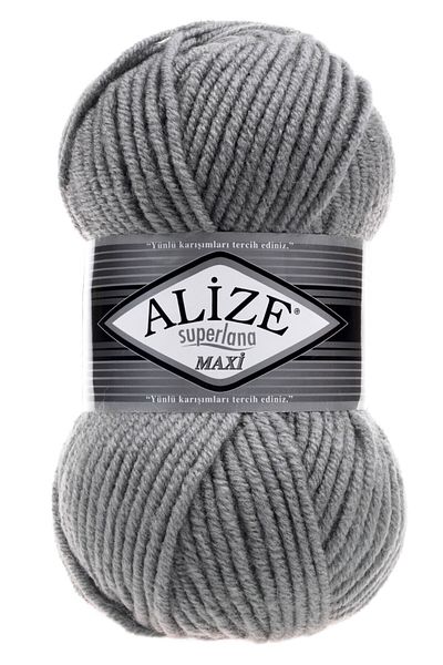 Alize حبل حياكة سوبرلانا ماكسي رمادي - 87 فحم - 100 جرام. 100 طن متري حبل