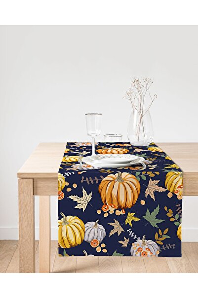 Realhomes Renkli Zemin Üzerinde Bal Kabağı Desenli Dijital Baskılı Özel Tasar...