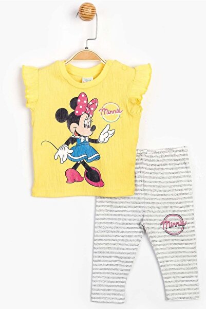 Disney Kız Bebek Sarı Baby Minnie Mouse Lisanslı 2'li Takım