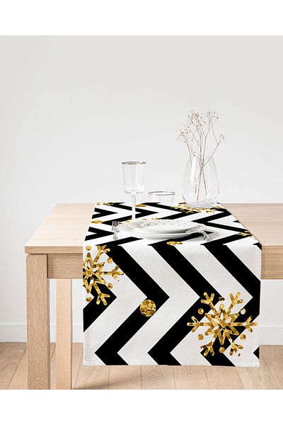Realhomes Black Zigzag Snowflakes Ειδικού Σχεδιασμού Μοντέρνο Suede Runner
