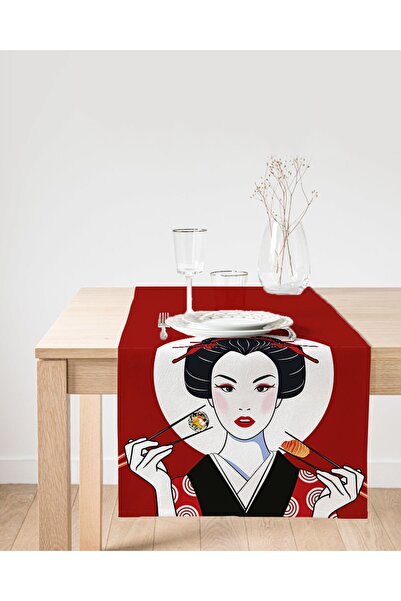 Realhomes Moderni trkač od antilopa sa motivom japanske devojke koja jede suši