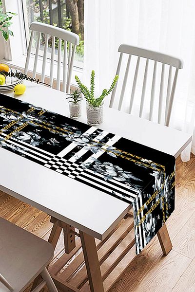 Realhomes Alergăr modern din piele de căprioară cu design special, imprimat digital