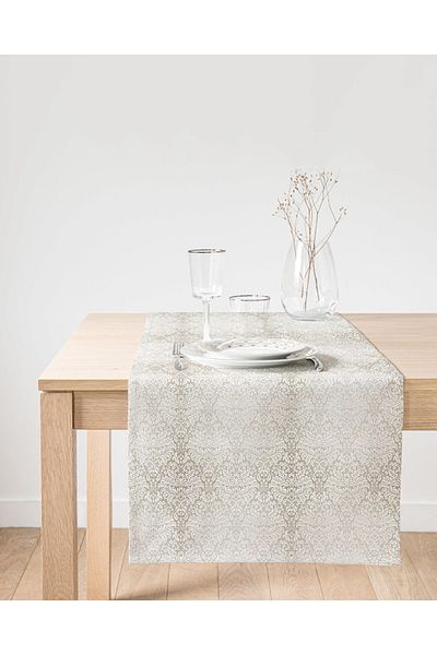 Realhomes Ασημί χρώμα Damask μοτίβο μοντέρνο Suede Runner