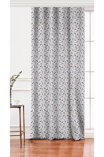 Realhomes Perdeau de fundal imprimat digital cu design special cu model de ramuri uscate pe fundal denim gri cu o singură aripă
