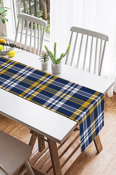 Realhomes Σκούρο Μπλε και Κίτρινο Μοντέρνο Σχέδιο Suede Runner