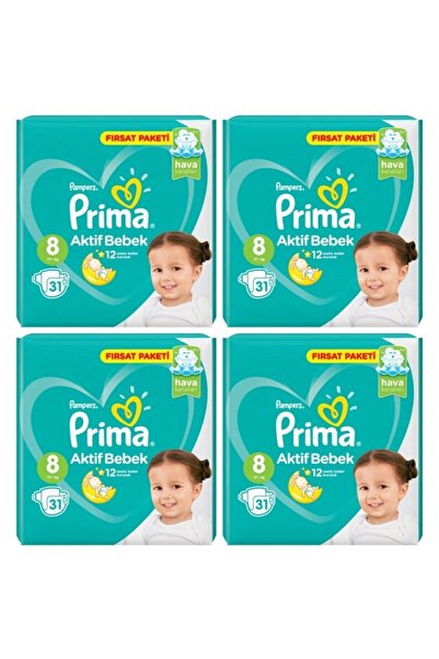 Prima Bebek Bezi Aktif Bebek 8 Beden 17+ Kg 4*31 124 Adet