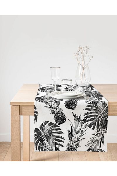 Realhomes Alergăr decorativ din piele de căprioară cu ananas și frunze de palmier