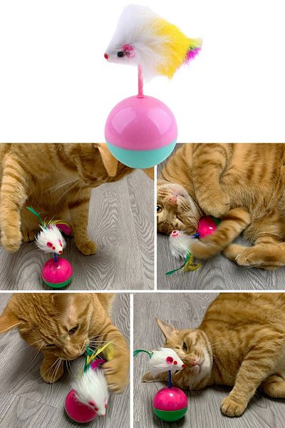 Buffer Hairy Mouse Pilgrim Lying Cat Play Ball - Educational Kitten Mouse Chasing Toy