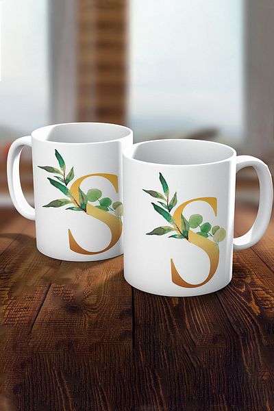 Biz Dijital Letter S Printed Gold Gift Coffee Mug