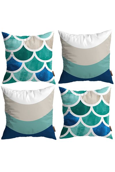 Alacastore Set de huse de pernă decorative, combinate de oportunitati, cu tematică marină, imprimate pe două fețe