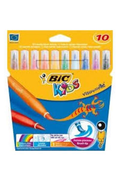 Bic 10 Pieces Visa Brush Tip Felt Tip Pen Set