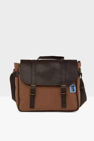 Bagmori Tan Women's Flap Double Belt Strap Nubuck Bag M000005670