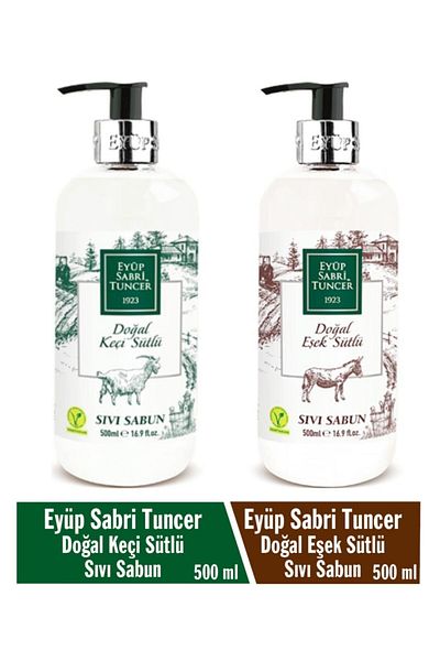 Eyüp Sabri Tuncer Natural Goat Milk Liquid Soap 500 ml & Natural Donkey Milk Liquid Soap 500 ml