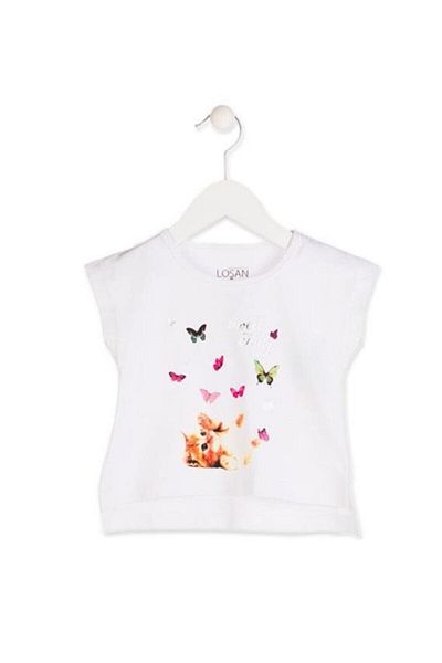 LOSAN Tricou cu mânecă scurtă, verde deschis pentru fată