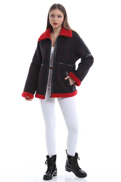 Leather Club Red Lambskin Coat with Accessories
