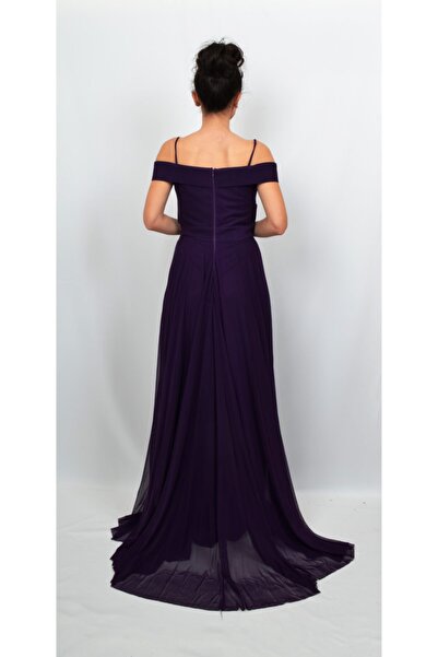 ALİS DRESS Kadın Mor Ip Askılı Şifon Abiye