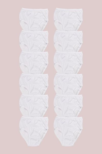 Ceylanoğlu Girl's Ribbed Pompom Panties 12 Pcs Gkc305
