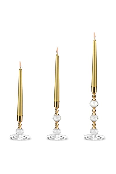 Aker Hediyelik Altın Renk Şamdan Mumu 2x23 cm 2 Adet