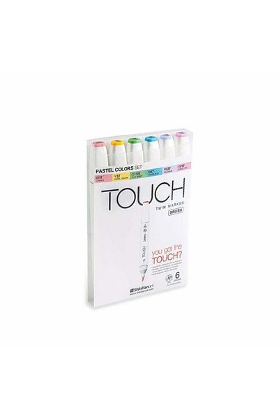Touch Twin Brush Marker Set Pastel Colors 6-Pack