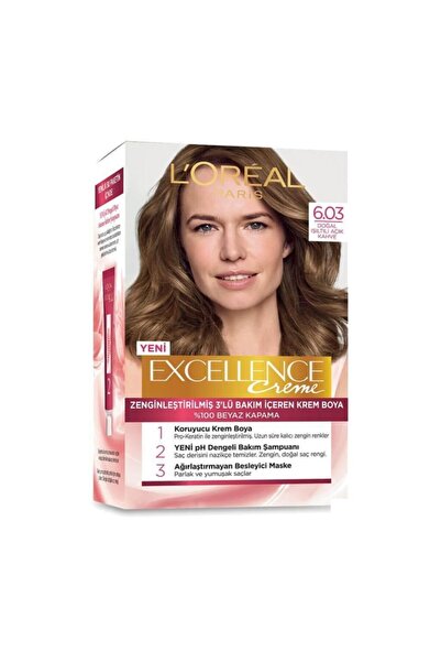 L'Oreal Paris Loreal Excellence 6.03 Doğal Işıltılı Açık Kahve Saç Boyası