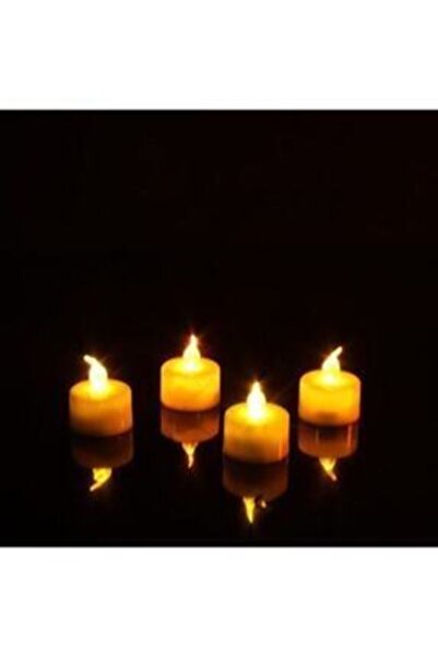 Genel Markalar Ledli Mum Tealight Işıklı Dumansız Alevli Sarı Pilli Led Mum 4...