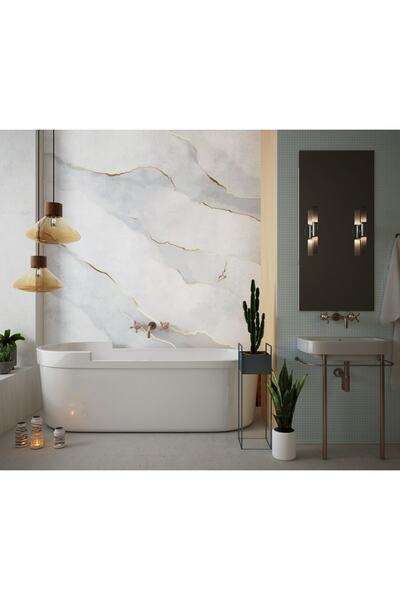 Kolhis 80cmx215cm Premium Suya Dayanıklı Banyo Duvar-zemin Kaplama Yapışkanlı...