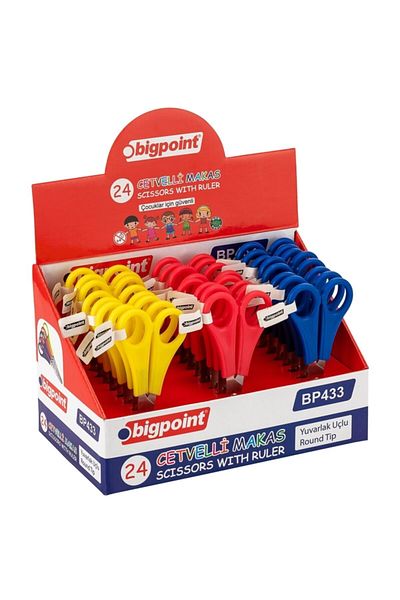 erykitap Puti School Scissors - Economical with Ruler 24 Pcs 04440