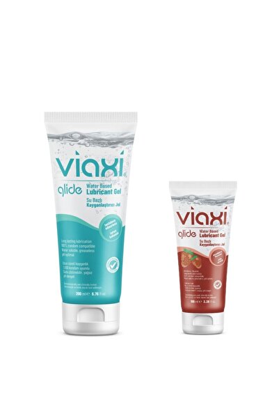 Viaxi Glide Lubricant Gel Naturel 50 ml + Çilek Aromalı Su Bazlı Kayganlaştır...