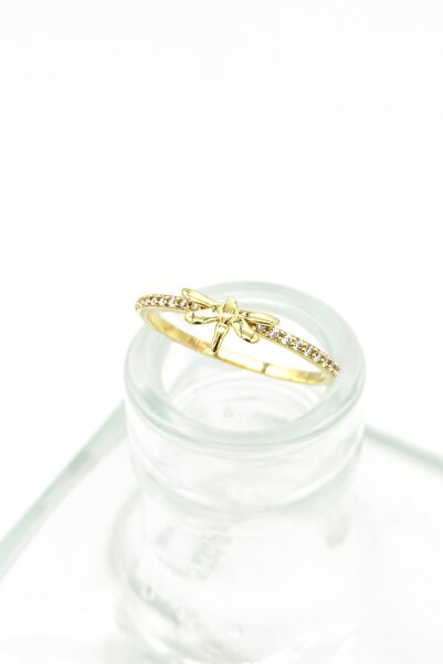 Sadezer Silver Kadın 925 Ayar Gümüş Altın Kaplama Yusufçuk Taşlı Şans Yüzük