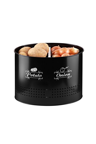 nilşah Siyah 2 Bölmeli Metal Patates Soğanlık Kutusu